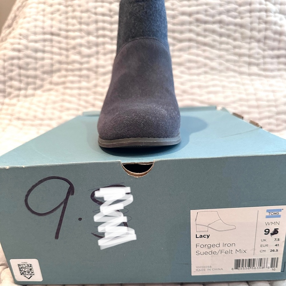 TOMS Lacy Forged Iron Suede Boots (NEW)